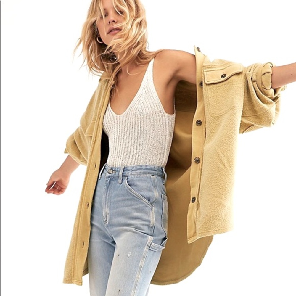 Free People Ruby Jacker in Faded Yellow/Gold Size Large